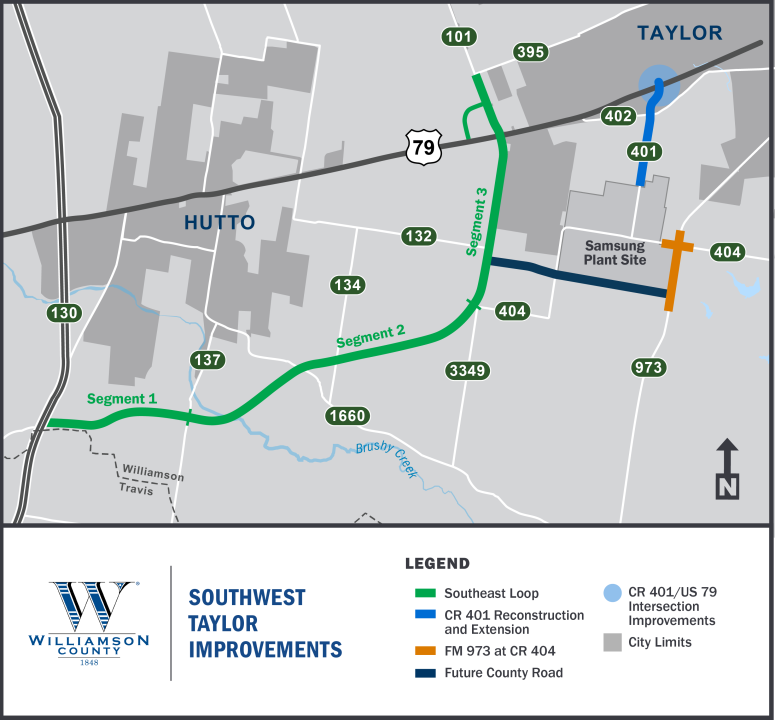 Williamson County Announces Segment 1 of Samsung Highway Open 1 Taylor Projects Map R8.15.22